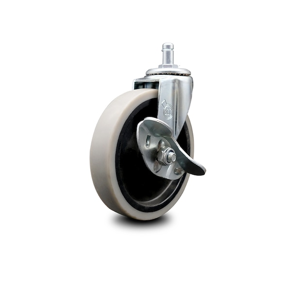 5 Inch Thermoplastic Rubber Wheel 7/8 Grip Ring Stem Caster with Brake SCC